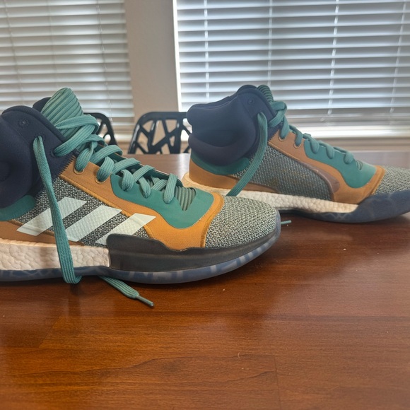 adidas Other - adidas Marquee Boost High Tops Blue Green and Tan Athletic Shoes